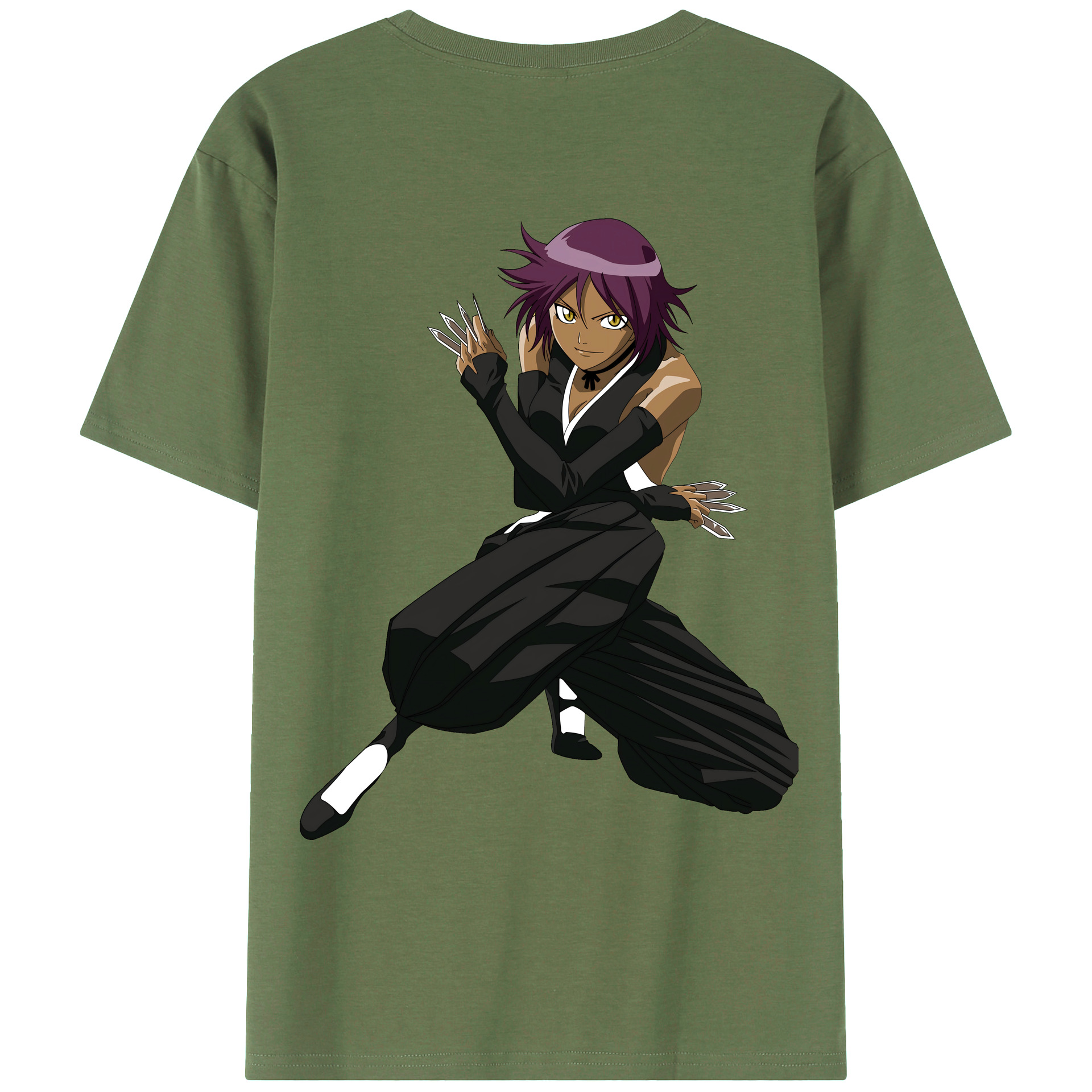 （画像用） ブリーチ 四楓院 夜一（しほういん よるいち） BLEACH Shihouin Yoruichi 綿100％ メンズ半袖Tシャツ（バックプリント） 通気性